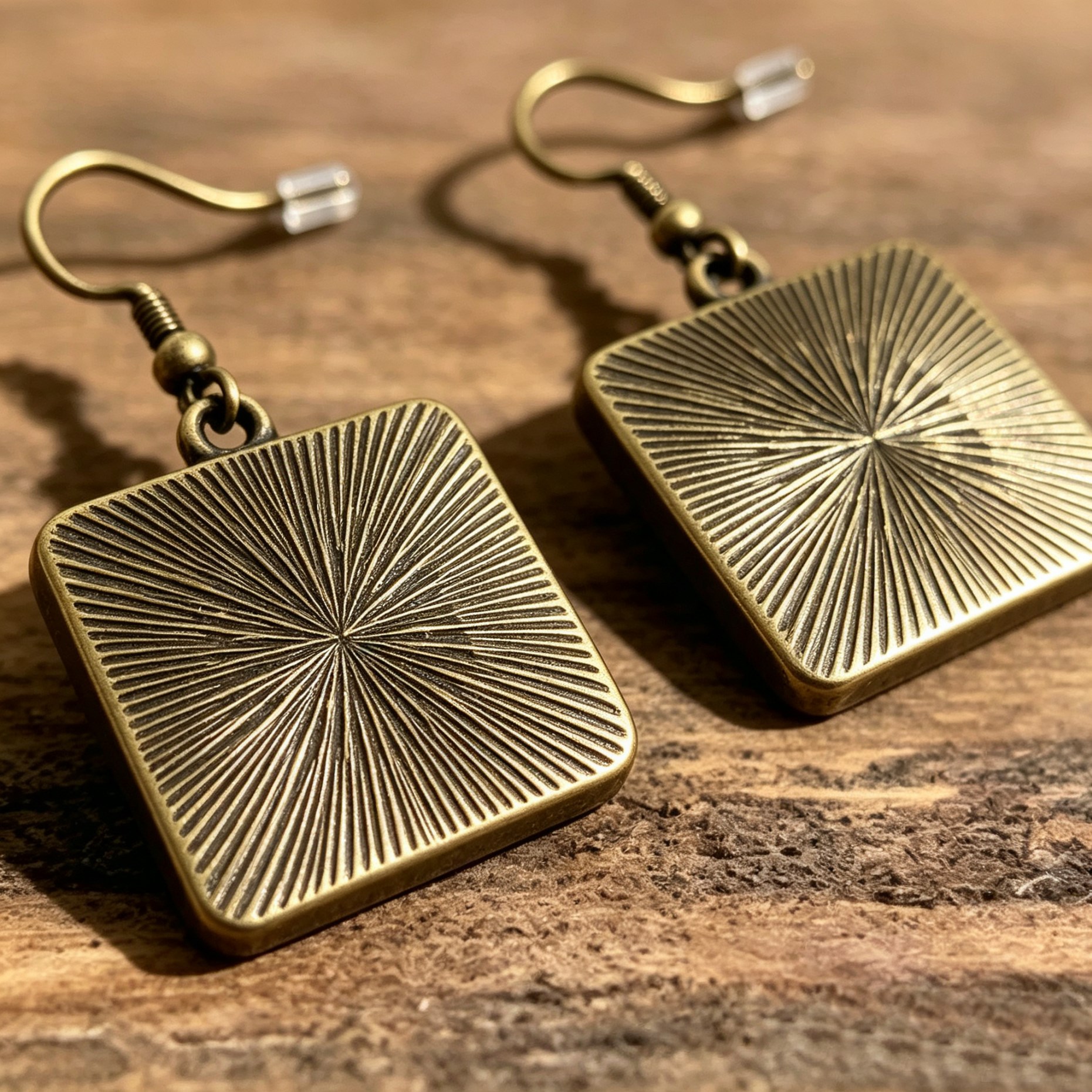 Folk Flower Square Hook Dangle Earrings, Unisex Gift